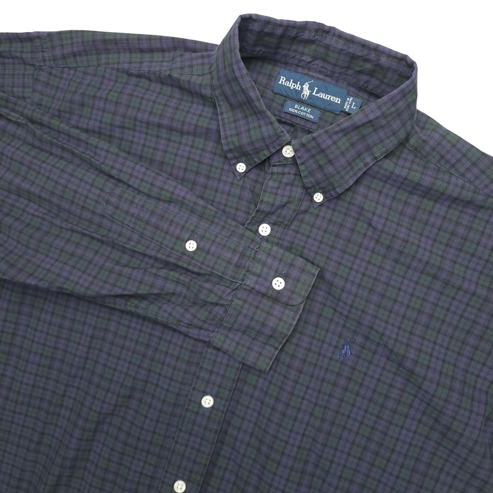 Ralph Lauren Blake Shirt Mens L Green Plaid Long Sleeve Button Down Cotton